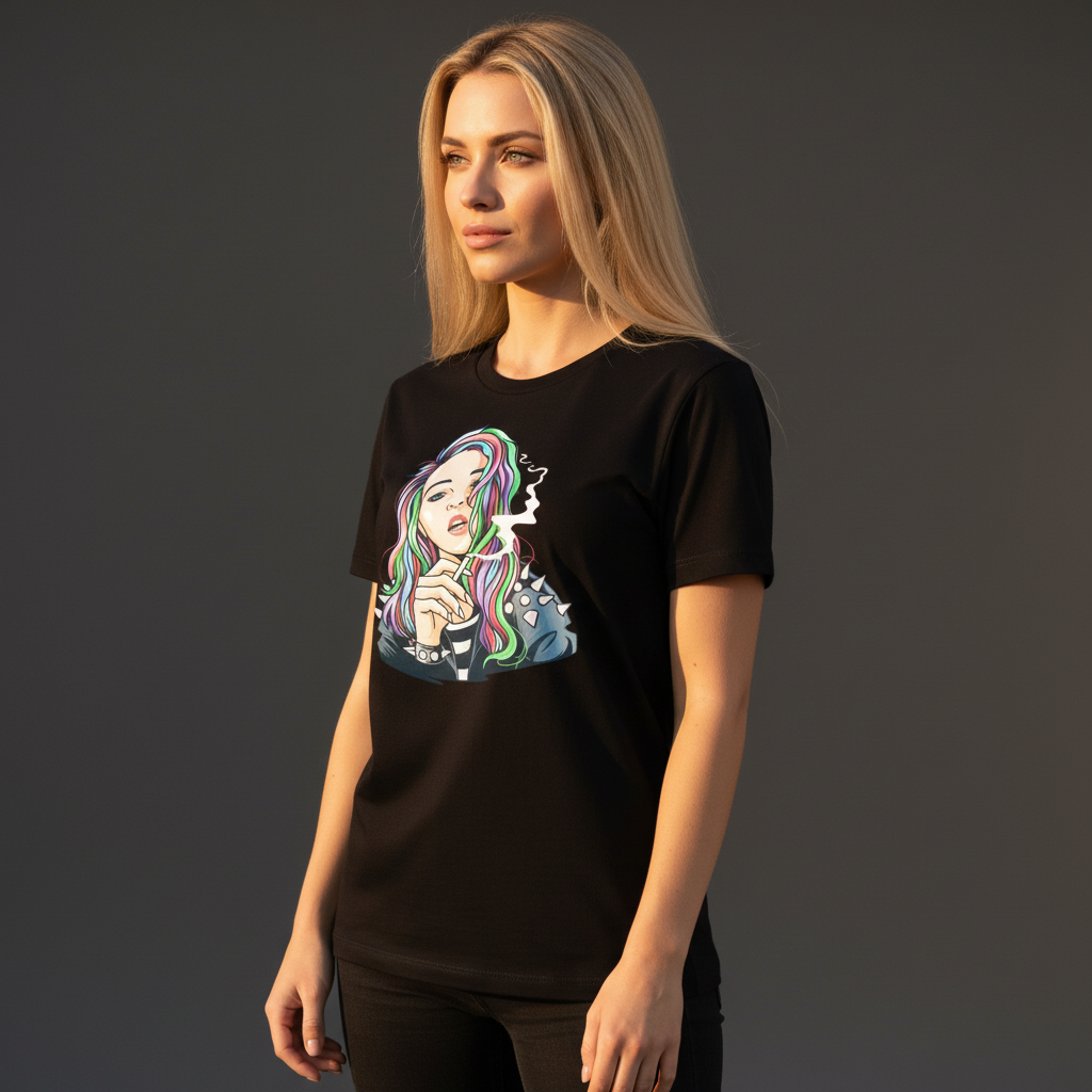 Badass Rainbow Hair Graphic Regular Fit T-Shirt