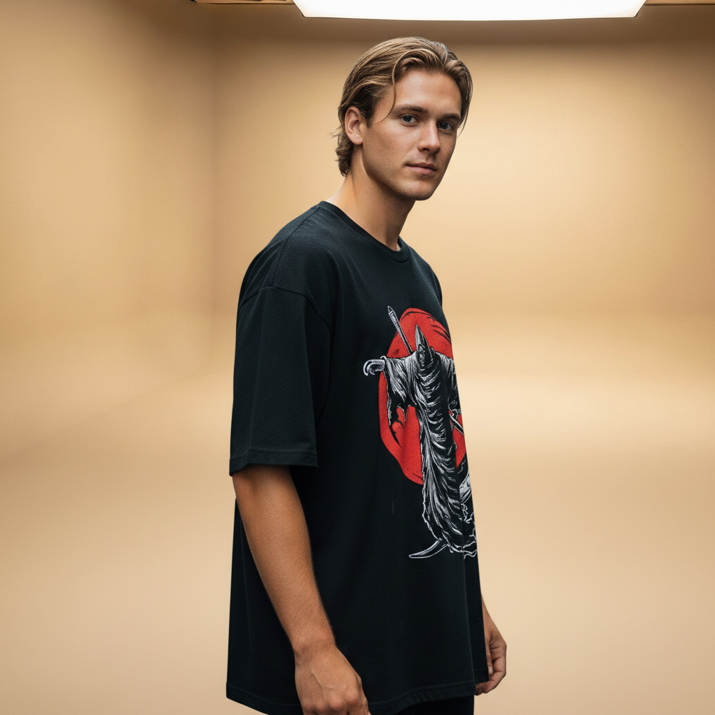 Dark Reaper Oversized Tee – Scythe & Shadow Graphic