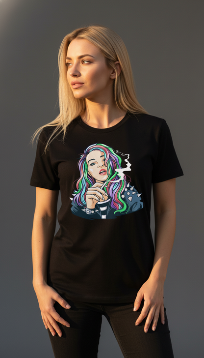 Badass Rainbow Hair Graphic Regular Fit T-Shirt